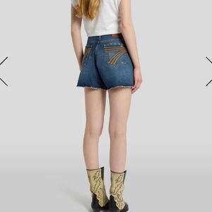 7 For All Mankind Dojo Monroe Blue Long Jean Baggy Shorts Size 30